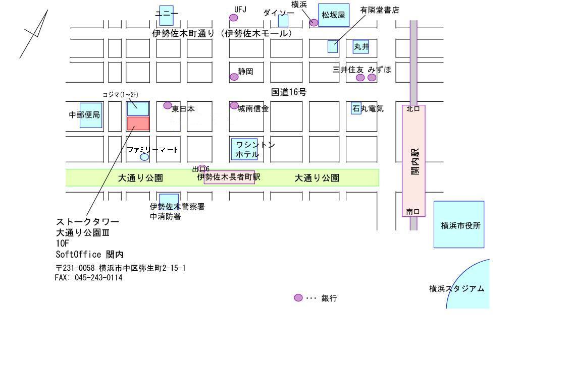 ソフトオフィス関内の地図